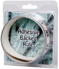 Made in USA - 6 Ft. Long x 1-1/4 Inch Wide, 1/16 Inch Graduation, Clear, Mylar Adhesive Tape Measure - Reads Left to Right, Horizontal Scale - Exact Tooling