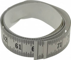 Made in USA - 6 Ft. Long x 1-1/4 Inch Wide, 1/16 Inch Graduation, Clear, Mylar Adhesive Tape Measure - Reads Right to Left, Horizontal Scale - Exact Tooling