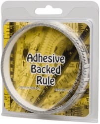 Made in USA - 9 Ft. Long x 1/2 Inch Wide, 1/16 Inch Graduation, Clear, Mylar Adhesive Tape Measure - Reads Left to Right, Horizontal Scale - Exact Tooling