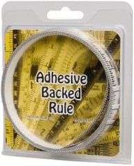 Made in USA - 9 Ft. Long x 1/2 Inch Wide, 1/16 Inch Graduation, Clear, Mylar Adhesive Tape Measure - Reads Left to Right, Horizontal Scale - Exact Tooling
