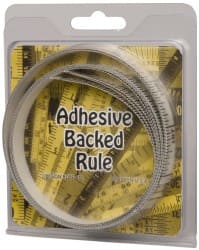Made in USA - 9 Ft. Long x 1/2 Inch Wide, 1/16 Inch Graduation, Clear, Mylar Adhesive Tape Measure - Reads Right to Left, Horizontal Scale - Exact Tooling