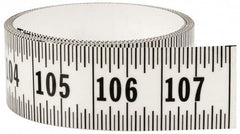 Made in USA - 9 Ft. Long x 1-1/4 Inch Wide, 1/16 Inch Graduation, Clear, Mylar Adhesive Tape Measure - Reads Left to Right, Horizontal Scale - Exact Tooling