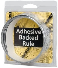 Made in USA - 9 Ft. Long x 1-1/4 Inch Wide, 1/16 Inch Graduation, Silver, Mylar Adhesive Tape Measure - Reads Right to Left, Horizontal Scale - Exact Tooling