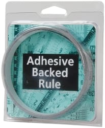 Made in USA - 12 Ft. Long x 1/2 Inch Wide, 1/16 Inch Graduation, Silver, Mylar Adhesive Tape Measure - Reads Right to Left, Horizontal Scale - Exact Tooling