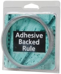 Made in USA - 12 Ft. Long x 1/2 Inch Wide, 1/16 Inch Graduation, Silver, Mylar Adhesive Tape Measure - Reads Right to Left, Horizontal Scale - Exact Tooling