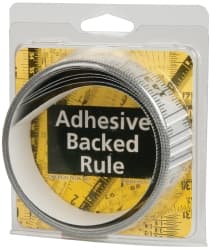Made in USA - 12 Ft. Long x 1-1/4 Inch Wide, 1/16 Inch Graduation, Silver, Mylar Adhesive Tape Measure - Reads Left to Right, Horizontal Scale - Exact Tooling