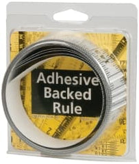 Made in USA - 12 Ft. Long x 1-1/4 Inch Wide, 1/16 Inch Graduation, Silver, Mylar Adhesive Tape Measure - Reads Left to Right, Horizontal Scale - Exact Tooling