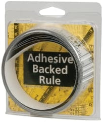Made in USA - 12 Ft. Long x 1-1/4 Inch Wide, 1/16 Inch Graduation, Silver, Mylar Adhesive Tape Measure - Reads Right to Left, Horizontal Scale - Exact Tooling