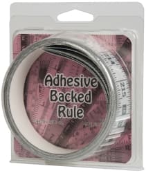 Made in USA - 18 Ft. Long x 1 Inch Wide, 1/16 Inch Graduation, Silver, Mylar Adhesive Tape Measure - Reads Left to Right, Horizontal Scale - Exact Tooling
