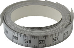 Made in USA - 48 Ft. Long x 1 Inch Wide, 1/16 Inch Graduation, Silver, Mylar Adhesive Tape Measure - Reads Left to Right, Horizontal Scale - Exact Tooling
