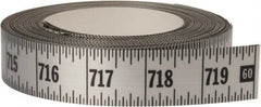 Made in USA - 60 Ft. Long x 1 Inch Wide, 1/16 Inch Graduation, Silver, Mylar Adhesive Tape Measure - Reads Left to Right, Horizontal Scale - Exact Tooling