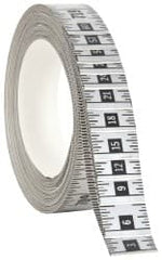 Made in USA - 60 Ft. Long x 1 Inch Wide, 1/16 Inch Graduation, Silver, Mylar Adhesive Tape Measure - Reads Right to Left, Horizontal Scale - Exact Tooling