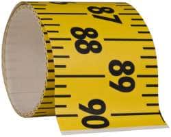Made in USA - 7.5 Ft. Long x 3 Inch Wide, 1/4 Inch Graduation, Yellow, Mylar Adhesive Tape Measure - Reads Left to Right, Horizontal Scale - Exact Tooling