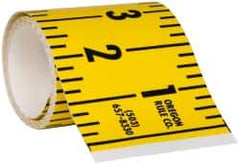 Made in USA - 7.5 Ft. Long x 3 Inch Wide, 1/4 Inch Graduation, Yellow, Mylar Adhesive Tape Measure - Reads Right to Left, Horizontal Scale - Exact Tooling