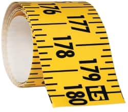 Made in USA - 15 Ft. Long x 3 Inch Wide, 1/4 Inch Graduation, Yellow, Mylar Adhesive Tape Measure - Reads Left to Right, Horizontal Scale - Exact Tooling
