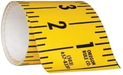 Made in USA - 15 Ft. Long x 3 Inch Wide, 1/4 Inch Graduation, Yellow, Mylar Adhesive Tape Measure - Reads Right to Left, Horizontal Scale - Exact Tooling