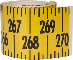 Made in USA - 22.5 Ft. Long x 3 Inch Wide, 1/4 Inch Graduation, Yellow, Mylar Adhesive Tape Measure - Reads Left to Right, Horizontal Scale - Exact Tooling