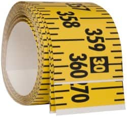 Made in USA - 30 Ft. Long x 3 Inch Wide, 1/4 Inch Graduation, Yellow, Mylar Adhesive Tape Measure - Reads Left to Right, Horizontal Scale - Exact Tooling