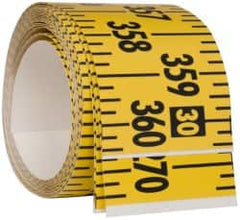 Made in USA - 30 Ft. Long x 3 Inch Wide, 1/4 Inch Graduation, Yellow, Mylar Adhesive Tape Measure - Reads Left to Right, Horizontal Scale - Exact Tooling