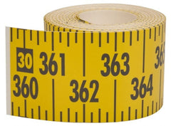 Made in USA - 60 Ft. Long x 3 Inch Wide, 1/4 Inch Graduation, Yellow, Mylar Adhesive Tape Measure - Reads Left to Right, Horizontal Scale - Exact Tooling