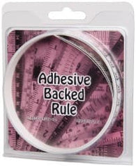 Made in USA - 2 m Long x 1/2 Inch Wide, 1/16 Inch Graduation, White, Mylar Adhesive Tape Measure - Reads Right to Left, Horizontal Scale - Exact Tooling