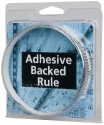 Made in USA - 3 Ft. Long x 1/2 Inch Wide, 1/16 Inch Graduation, Clear, Mylar Adhesive Tape Measure - Reads Bottom to Top, Vertical Rules - Exact Tooling