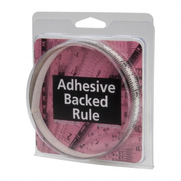 Made in USA - 3 Ft. Long x 1/2 Inch Wide, 1/16 Inch Graduation, Clear, Mylar Adhesive Tape Measure - Reads Top to Bottom, Vertical Rules - Exact Tooling