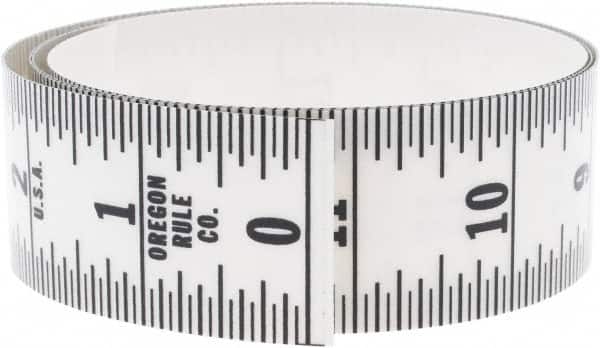 Made in USA - 3 Ft. Long x 1-1/4 Inch Wide, 1/16 Inch Graduation, Clear, Mylar Adhesive Tape Measure - Reads Bottom to Top, Vertical Rules - Exact Tooling