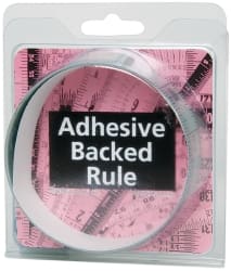 Made in USA - 3 Ft. Long x 1-1/4 Inch Wide, 1/16 Inch Graduation, Silver, Mylar Adhesive Tape Measure - Reads Top to Bottom, Vertical Rules - Exact Tooling