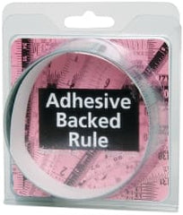 Made in USA - 3 Ft. Long x 1-1/4 Inch Wide, 1/16 Inch Graduation, Silver, Mylar Adhesive Tape Measure - Reads Top to Bottom, Vertical Rules - Exact Tooling
