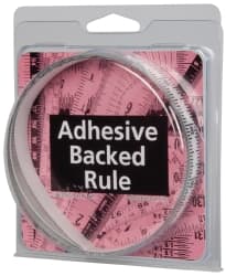Made in USA - 6 Ft. Long x 1/2 Inch Wide, 1/16 Inch Graduation, Clear, Mylar Adhesive Tape Measure - Reads Bottom to Top, Vertical Rules - Exact Tooling