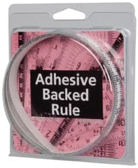 Made in USA - 6 Ft. Long x 1/2 Inch Wide, 1/16 Inch Graduation, Clear, Mylar Adhesive Tape Measure - Reads Bottom to Top, Vertical Rules - Exact Tooling
