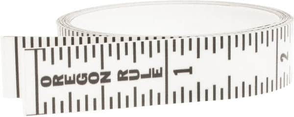 Made in USA - 6 Ft. Long x 1/2 Inch Wide, 1/16 Inch Graduation, Clear, Mylar Adhesive Tape Measure - Reads Top to Bottom, Vertical Rules - Exact Tooling