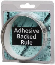 Made in USA - 6 Ft. Long x 1-1/4 Inch Wide, 1/16 Inch Graduation, Clear, Mylar Adhesive Tape Measure - Reads Bottom to Top, Vertical Rules - Exact Tooling