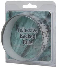 Made in USA - 6 Ft. Long x 1-1/4 Inch Wide, 1/16 Inch Graduation, Clear, Mylar Adhesive Tape Measure - Reads Top to Bottom, Vertical Rules - Exact Tooling