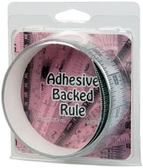 Made in USA - 6 Ft. Long x 1-1/4 Inch Wide, 1/16 Inch Graduation, Silver, Mylar Adhesive Tape Measure - Reads Bottom to Top, Vertical Rules - Exact Tooling