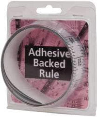 Made in USA - 6 Ft. Long x 1-1/4 Inch Wide, 1/16 Inch Graduation, Silver, Mylar Adhesive Tape Measure - Reads Top to Bottom, Vertical Rules - Exact Tooling