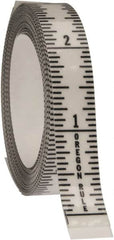 Made in USA - 9 Ft. Long x 1/2 Inch Wide, 1/16 Inch Graduation, Clear, Mylar Adhesive Tape Measure - Reads Bottom to Top, Vertical Rules - Exact Tooling