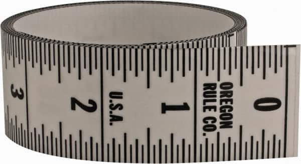 Made in USA - 9 Ft. Long x 1-1/4 Inch Wide, 1/16 Inch Graduation, Clear, Mylar Adhesive Tape Measure - Reads Top to Bottom, Vertical Rules - Exact Tooling