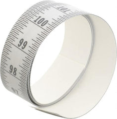 Made in USA - 9 Ft. Long x 1-1/4 Inch Wide, 1/16 Inch Graduation, Silver, Mylar Adhesive Tape Measure - Reads Bottom to Top, Vertical Rules - Exact Tooling