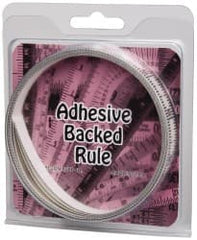 Made in USA - 12 Ft. Long x 1/2 Inch Wide, 1/16 Inch Graduation, Clear, Mylar Adhesive Tape Measure - Reads Top to Bottom, Vertical Rules - Exact Tooling