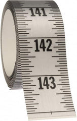 Made in USA - 12 Ft. Long x 1-1/4 Inch Wide, 1/16 Inch Graduation, Silver, Mylar Adhesive Tape Measure - Reads Top to Bottom, Vertical Rules - Exact Tooling