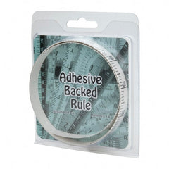 Made in USA - 3 Ft. Long x 1/2 Inch Wide, 1/10 Inch Graduation, White, Mylar Adhesive Tape Measure - Reads Top to Bottom, Vertical Rules - Exact Tooling