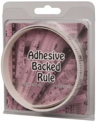 Made in USA - 6 Ft. Long x 1/2 Inch Wide, 1/10 Inch Graduation, White, Mylar Adhesive Tape Measure - Reads Top to Bottom, Vertical Rules - Exact Tooling