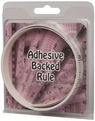 Made in USA - 6 Ft. Long x 1/2 Inch Wide, 1/10 Inch Graduation, White, Mylar Adhesive Tape Measure - Reads Top to Bottom, Vertical Rules - Exact Tooling