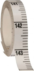 Made in USA - 12 Ft. Long x 1/2 Inch Wide, 1/10 Inch Graduation, White, Mylar Adhesive Tape Measure - Reads Top to Bottom, Vertical Rules - Exact Tooling