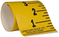 Made in USA - 4 Ft. Long x 3 Inch Wide, 1/4 Inch Graduation, Yellow, Mylar Adhesive Tape Measure - Reads Bottom to Top, Vertical Rules - Exact Tooling