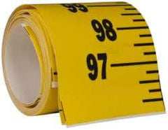 Made in USA - 12 Ft. Long x 3 Inch Wide, 1/4 Inch Graduation, Yellow, Mylar Adhesive Tape Measure - Reads Bottom to Top, Vertical Rules - Exact Tooling