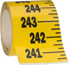 Made in USA - 24 Ft. Long x 3 Inch Wide, 1/4 Inch Graduation, Yellow, Mylar Adhesive Tape Measure - Reads Bottom to Top, Vertical Rules - Exact Tooling