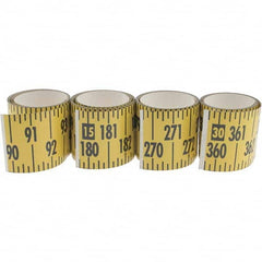 Made in USA - 32 Ft. Long x 3 Inch Wide, 1/4 Inch Graduation, Yellow, Mylar Adhesive Tape Measure - Reads Bottom to Top, Vertical Rules - Exact Tooling